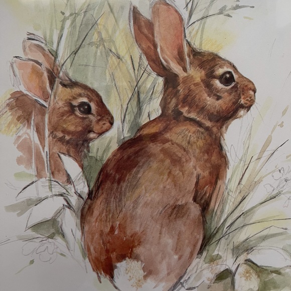 SOLD Cute vintage Wooden framed Rabbit Print - Picture 2 of 5